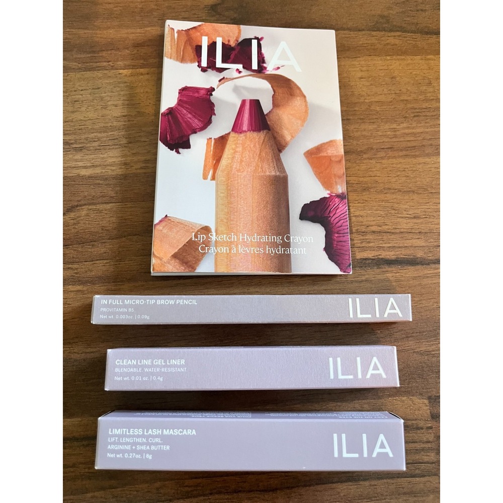 ILIA Makeup Lot - Limitless Lash Mascara, Eyeliner, Brow Pencil, Lip Crayon NEW